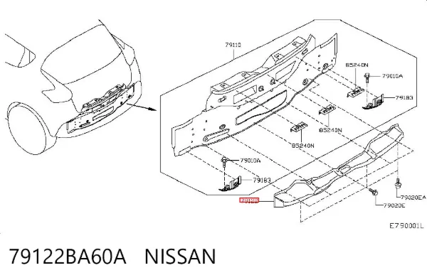 Панель багажного отсека задняя 79122BA60A Nissan/Infiniti
