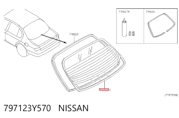 Заднее стекло 797123Y570 Nissan/Infiniti