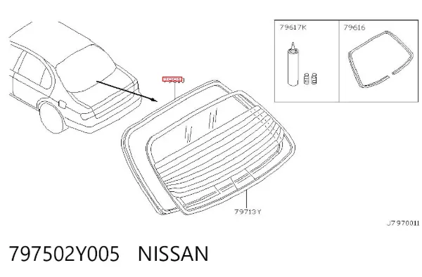 Молдинг стекла заднего 797502Y005 Nissan/Infiniti