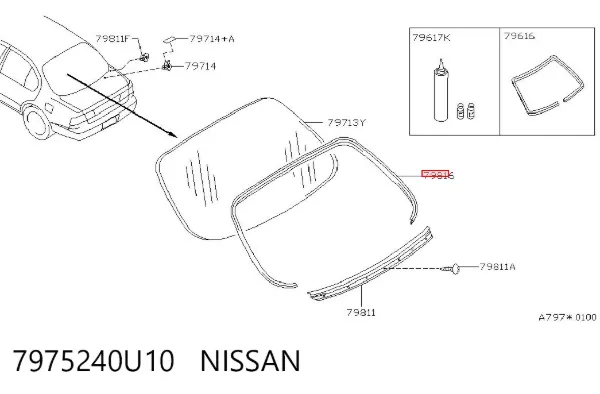 Молдинг стекла заднего 7975240U10 Nissan/Infiniti
