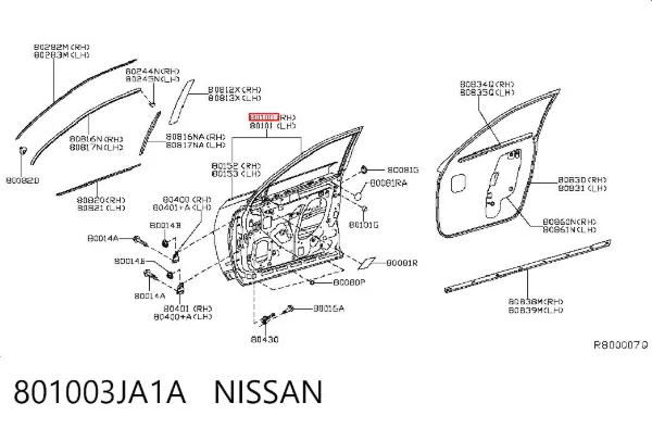 Дверь передняя правая 801003JA1A Nissan/Infiniti