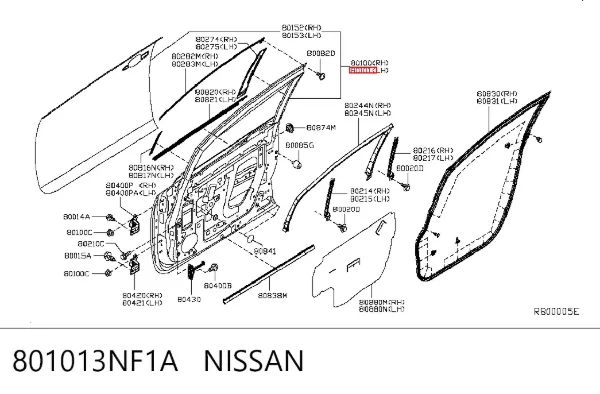 Дверь передняя левая 801013NF1A Nissan/Infiniti