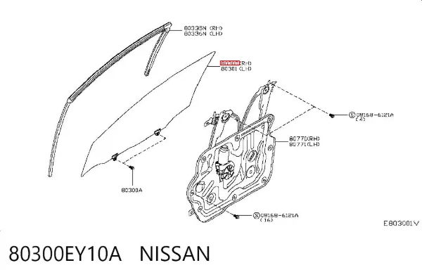 Стекло двери передней правой 80300EY10A Nissan/Infiniti