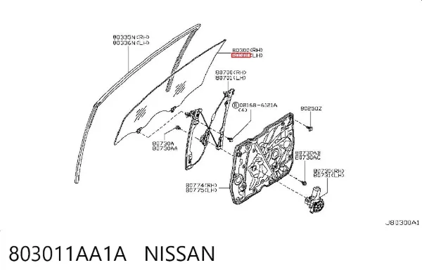 Стекло двери передней левой 803011AA1A Nissan/Infiniti
