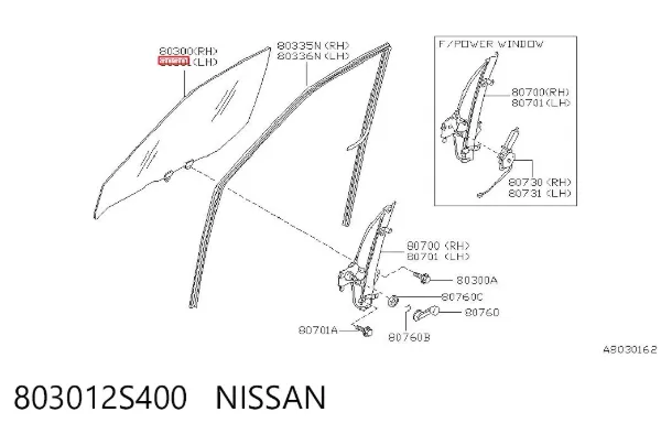 Стекло двери передней левой AB58938A XYG