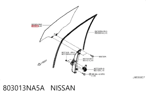 Стекло двери передней левой 803013NA5A Nissan/Infiniti