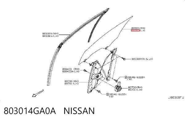 Стекло двери передней левой 803014GA0A Nissan/Infiniti