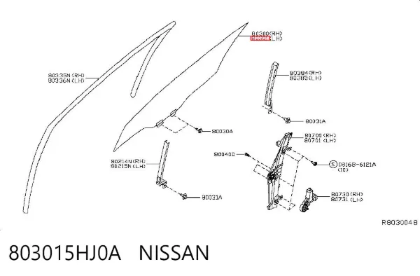Стекло двери передней левой 803015HJ0A Nissan/Infiniti