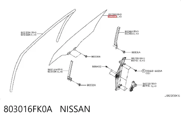 Стекло двери передней левой 803016FK0A Nissan/Infiniti