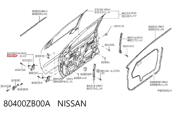 Петля двери передней левой 80400ZB00A Nissan/Infiniti