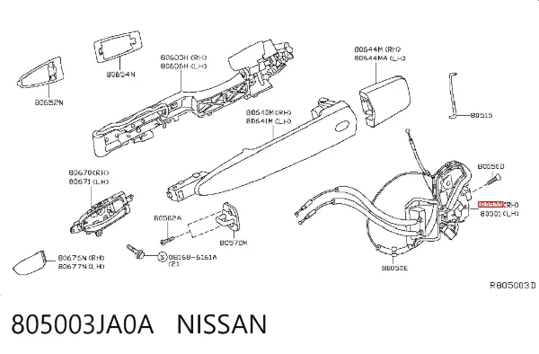 Замок передней правой двери 805003JA0A Nissan/Infiniti