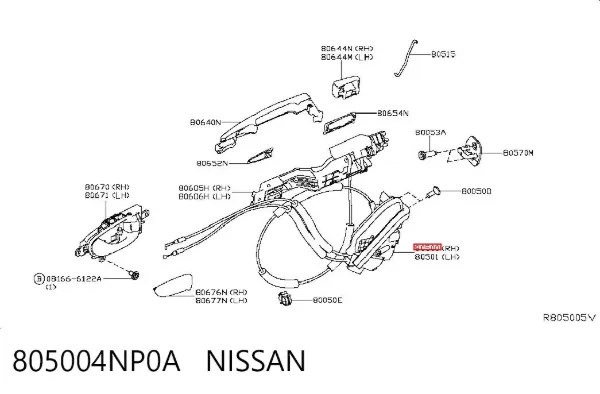 Замок передней правой двери 805004NP0A Nissan/Infiniti