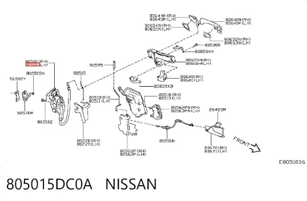 Замок водительской двери 805015DC0A Nissan/Infiniti