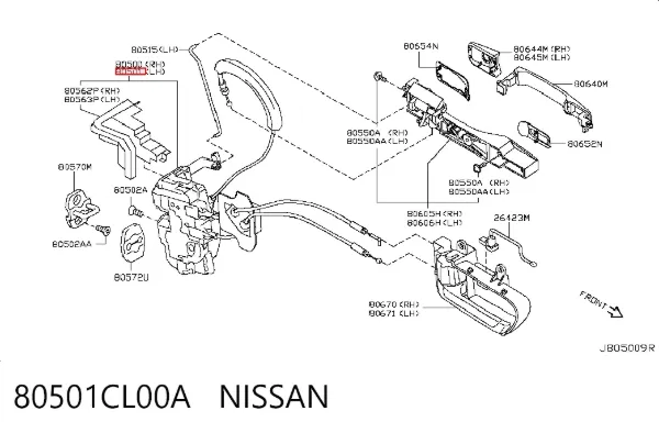 Замок водительской двери 80501CL00A Nissan/Infiniti