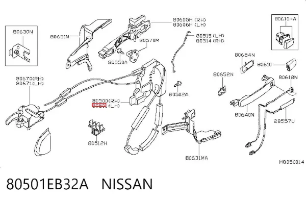 Замок водительской двери 80501EB32A Nissan/Infiniti