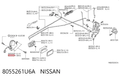 Мотор-привод открытия/закрытия замка двери передней правой NISSAN 8055261U6A