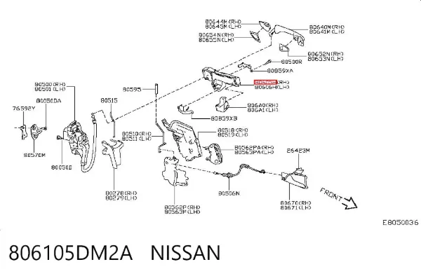 Держатель наружной ручки двери передней правой 806105DM2A Nissan/Infiniti
