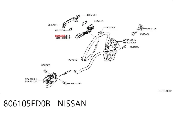 Держатель наружной ручки двери передней правой 806105FD0B Nissan/Infiniti