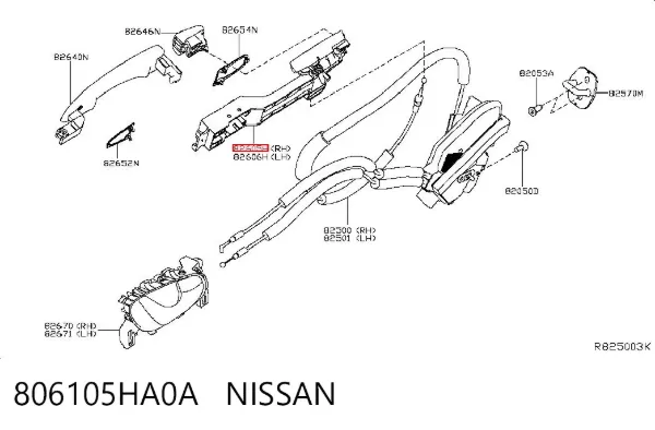 Держатель наружной ручки двери передней правой 806105HA0A Nissan/Infiniti