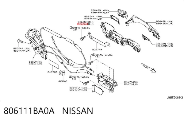 Держатель наружной ручки двери передней левой 806111BA0A Nissan/Infiniti