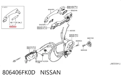 Ручка двери задней наружная NISSAN 806406FK0D