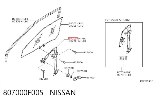 Стеклоподъемник передней правой двери 807000F005 Nissan/Infiniti