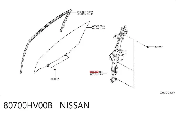 Стеклоподъемник передней правой двери 80700HV00B Nissan/Infiniti
