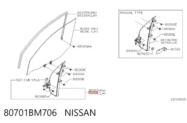 Стеклоподъемник передней левой двери 80701BM706 Nissan/Infiniti