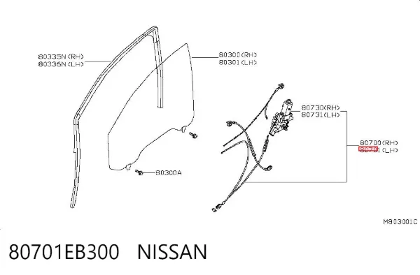 Стеклоподъемник передней левой двери 80701EB300 Nissan/Infiniti