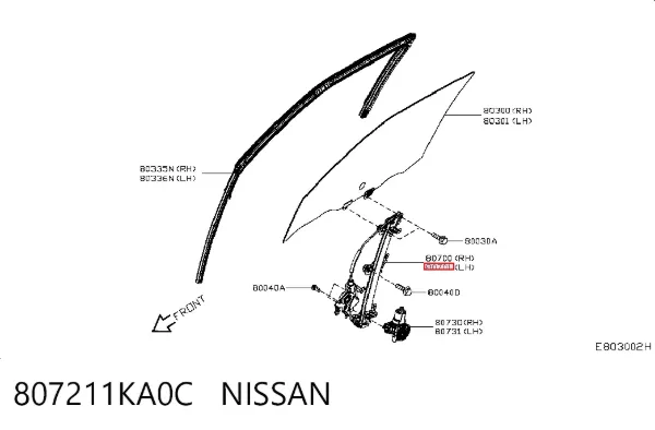 Стеклоподъемник передней левой двери 807211KA0C Nissan/Infiniti