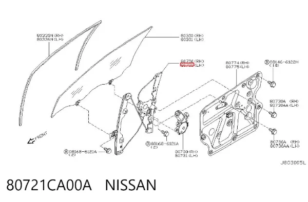 Стеклоподъемник передней левой двери 80721CA00A Nissan/Infiniti