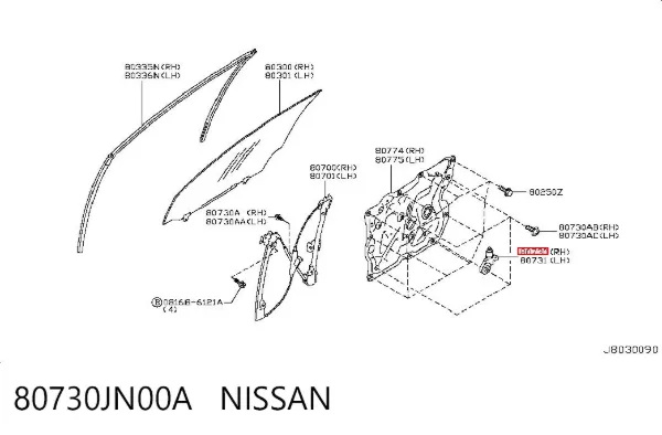 Мотор стеклоподъемника двери передней правой 80730JN00A Nissan/Infiniti
