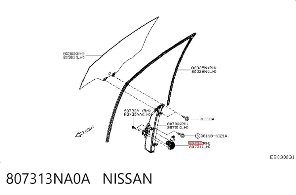 Мотор стеклоподъемника двери передней правой 807313NA0A Nissan/Infiniti