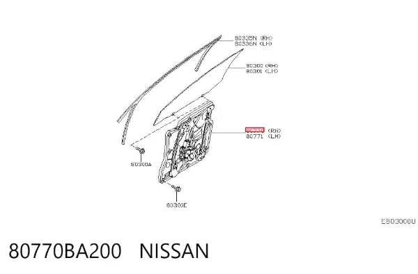 Стеклоподъемник передней правой двери 80770BA200 Nissan/Infiniti