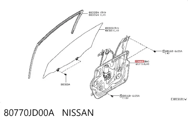 Стеклоподъемник передней правой двери 80770JD00A Nissan/Infiniti