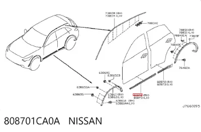 Молдинг двери передней правой нижний NISSAN 808701CA0A