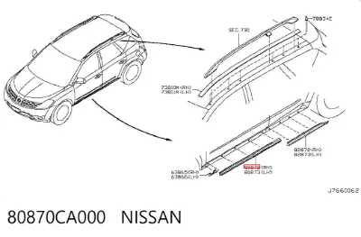 Молдинг двери передней правой нижний NISSAN 80870CA000