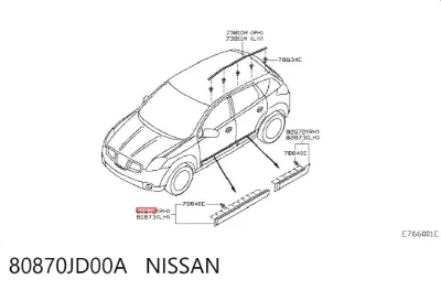 Молдинг двери передней правой NISSAN 80870JD00A