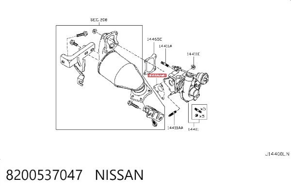 Прокладка турбины выхлопных газов, выпуск 8200537047 Nissan/Infiniti