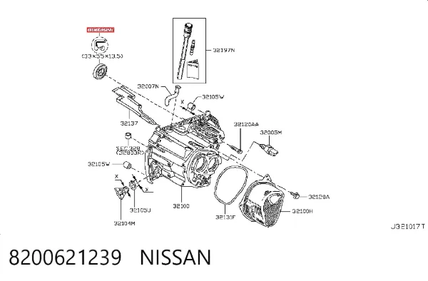 Сальник редуктора переднего моста 8200621239 Nissan/Infiniti