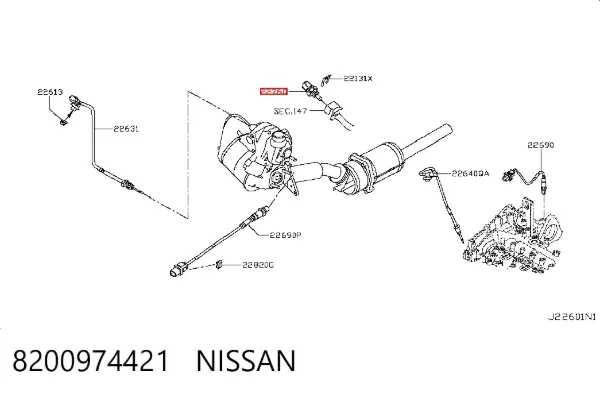 Датчик давления выхлопных газов 8200974421 Nissan/Infiniti