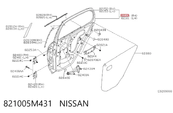 Дверь задняя правая 821005M431 Nissan/Infiniti