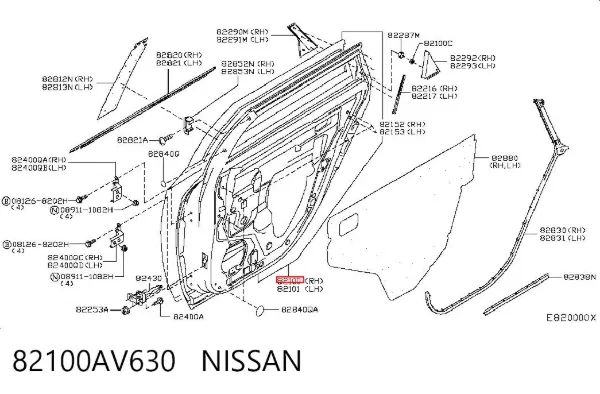 Дверь задняя правая 82100AV630 Nissan/Infiniti