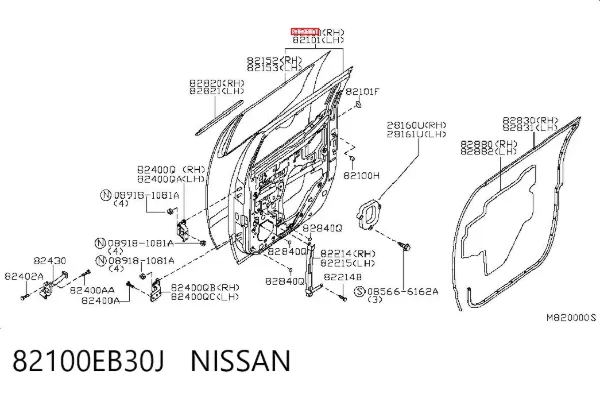 Дверь задняя правая 82100EB30J Nissan/Infiniti