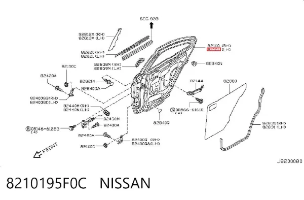 Дверь задняя левая 8210195F0C Nissan/Infiniti