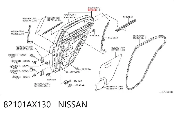 Дверь задняя левая 82101AX130 Nissan/Infiniti
