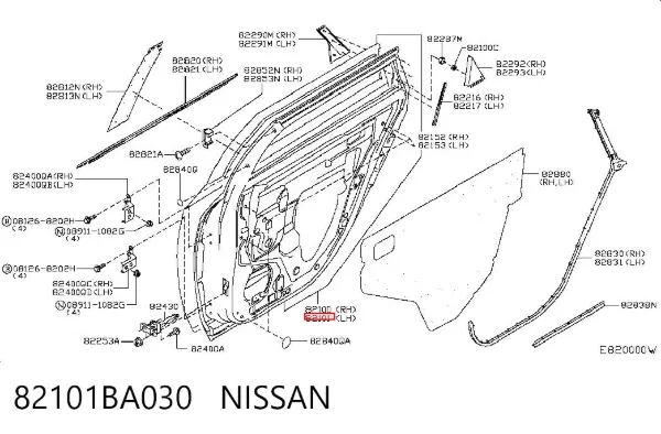 Дверь задняя левая 82101BA030 Nissan/Infiniti