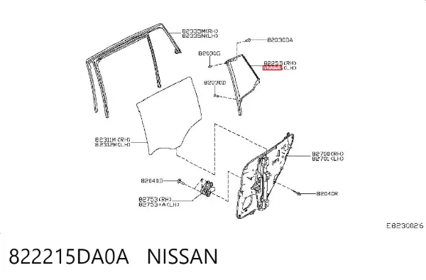 Стекло-форточка двери задней левой 822215DA0A Nissan/Infiniti