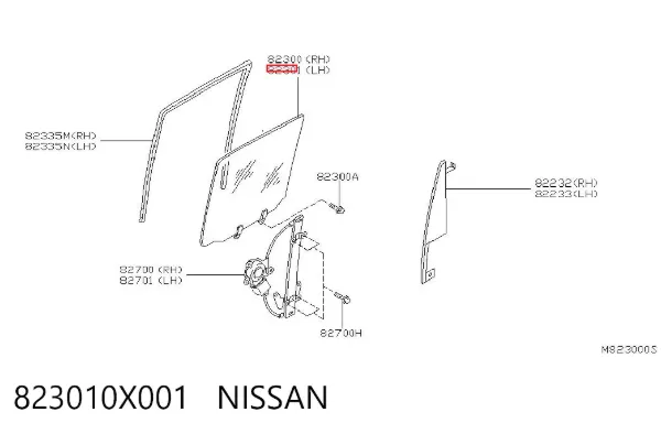 Стекло двери задней левой 823010X001 Nissan/Infiniti