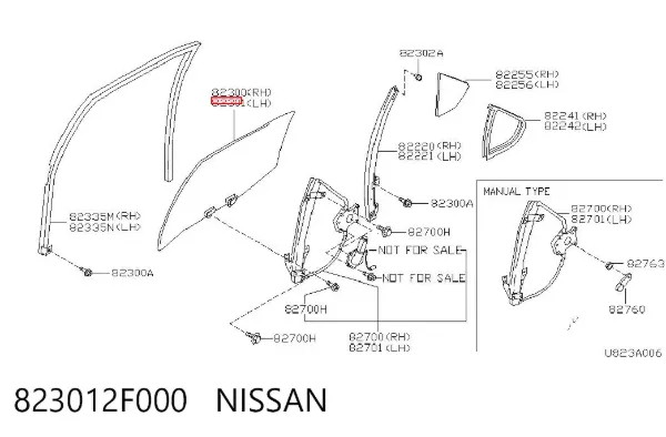 Стекло двери задней левой 823012F000 Nissan/Infiniti